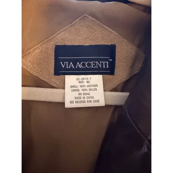 Via Accenti Vtg Patchwork Leather Animal Print Coat Brown Tan Sz 16W / 18W Y2K - Picture 6 of 6